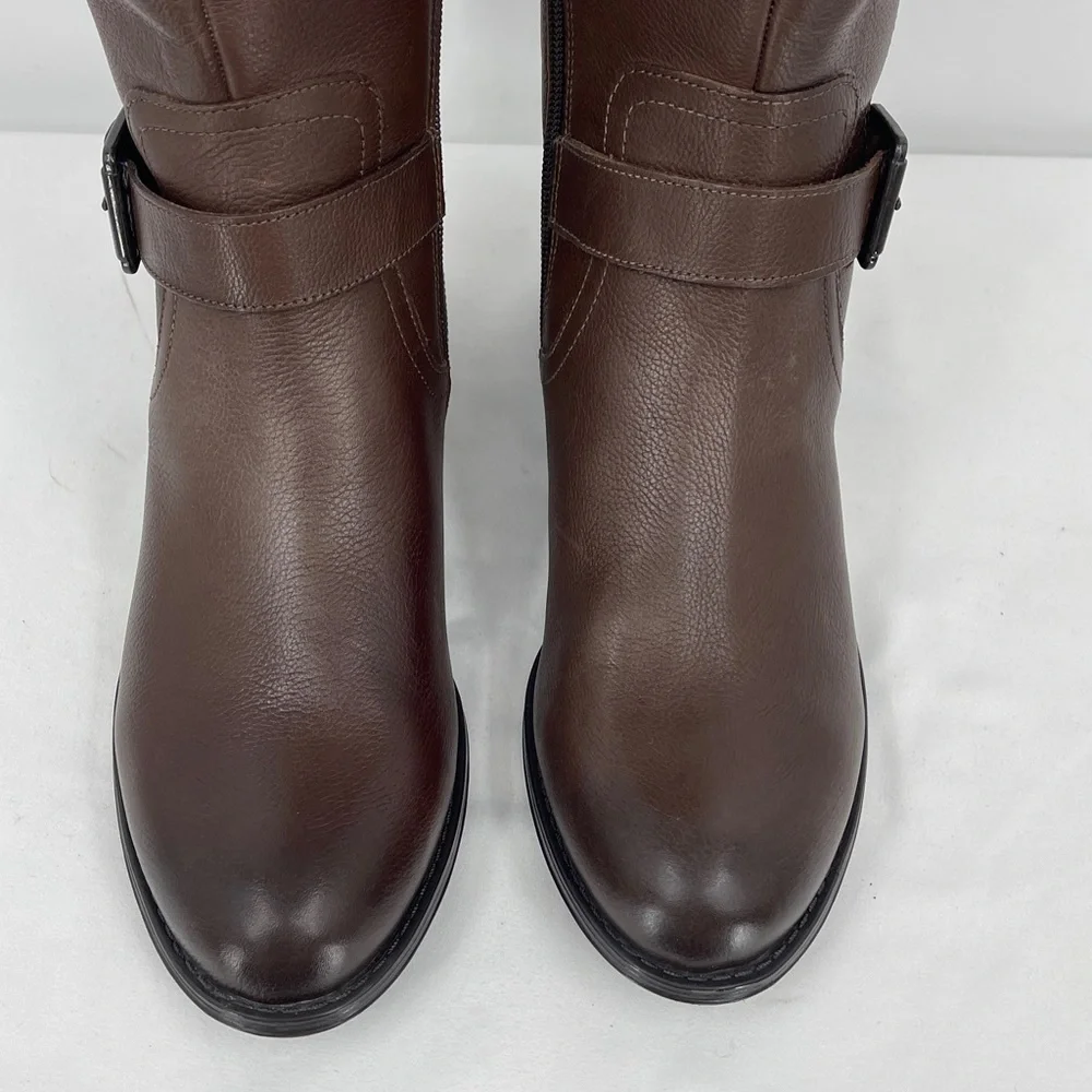 NATURALIZER SIZE 9.5W WC Classic Brown Knee-High Riding Boots Women NWT leather